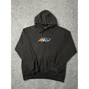 Mens Hoodie ADLV Acne De La Vie Black Rainbow Earth Graphic, Size XL